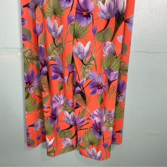 Alice & Olivia Athena Floral Pant Orange Purple Tropical Sz 8 Wide Leg High Rise - Picture 6 of 8